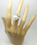 Platinum South Seas Pearl and Diamond Vintage Ring Jewelry (#J3460)