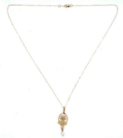 10k Yellow Gold Victorian Diamond Lavaliere Pendant with Leaves (#J5545)