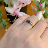 14k Gold Diamond and Synthetic Lab-Created Ruby/Paste Victorian Ring (#J6295)