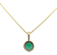 18k Gold .40ct Fine Genuine Emerald and Diamond Pendant w/ 18k 18" Chain #J7001