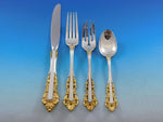 Medici Golden Accent by Gorham Sterling Silver Flatware Set 12 Service 50 Pieces