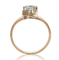 10k Rose Gold Victorian Genuine Natural Aquamarine Ring with Diamonds (#J6776)