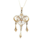 14k Yellow Gold Victorian Diamond Bow Lavaliere with Three Drops (#J6428)
