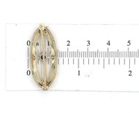 14k Yellow Gold with Platinum Top Montana Sapphire and Pearl Pin (#J6736)