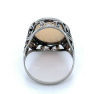 14k White Gold Filigree Large 4.70ct Genuine Natural Opal Ring (#J4988)