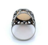 14k White Gold Filigree Large 4.70ct Genuine Natural Opal Ring (#J4988)