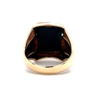 10K Yellow Gold Men's Rectangular Genuine Natural Bloodstone Ring (#J5677)
