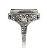 14k Gold Filigree Genuine Natural Hard Stone Agate Cameo Ring Size 6.25 (#J6897)