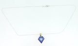 14k White Gold Genuine Natural Opal and Lapis Intarsia Pendant (#J4208)