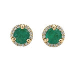 18k Gold .55cttw Fine Genuine Natural Emerald and Diamond Stud Earrings #J6998