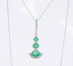 14k Gold Pendant with Genuine Natural .54ct Emeralds and .11ct Diamonds (#J646)