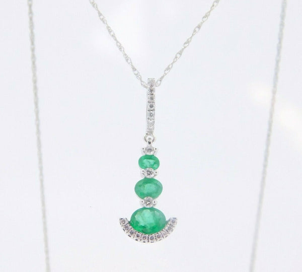 14k Gold Pendant with Genuine Natural .54ct Emeralds and .11ct Diamonds (#J646)