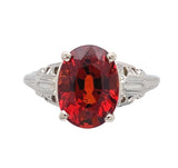 18k White Gold 3.53 Carat Spessartine Genuine Natural Garnet Ring 5.75 (#J7413)