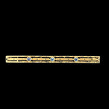 14k Yellow Gold Genuine Montana Sapphire Bar Pin Gillouche Engraving (#J6876)
