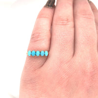 10k Yellow Gold Victorian 5-Stone Ring with Turquoise Glass Size 5.5 (#J5908)