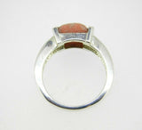 Sterling 8mm Pink Genuine Natural Rhodochrosite Cabochon Ring Square (#J5046)