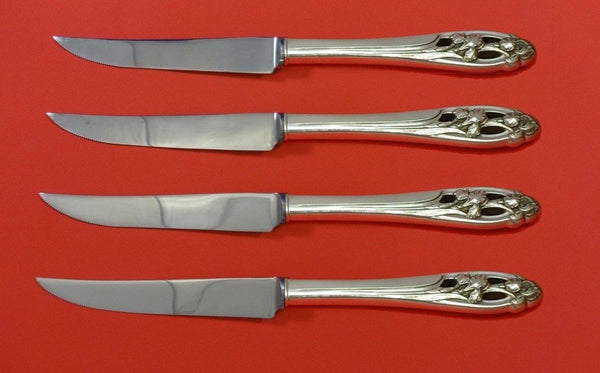 Silver Iris by International Sterling Silver Steak Knife Set 4pc HHWS Custom