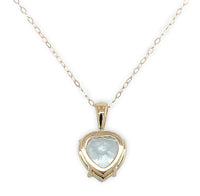 14k Yellow Gold 3 Carat Heart Shape Genuine Natural Aquamarine Pendant (#J6729)