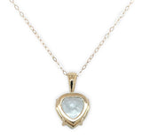 14k Yellow Gold 3 Carat Heart Shape Genuine Natural Aquamarine Pendant (#J6729)