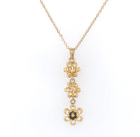 10k Yellow Gold Lavaliere Buttercup Pendant w/ Genuine Natural Diamonds (#J6427)