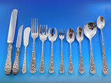Rose by Stieff Sterling Silver Flatware Set For 8  Service 109 Pieces Repousse