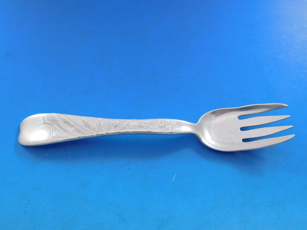 Lap Over Acid Etched by Tiffany Sterling Silver Fish Fork Snails & Leaves 6 1/2"