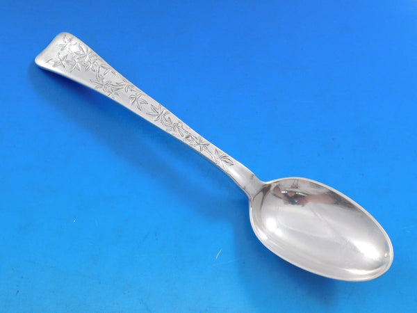 Lap Over Acid Etched by Tiffany Sterling Silver Place Soup Spoon Flowers 7" #1