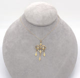 14k Yellow Gold Victorian Diamond Bow Lavaliere with Three Drops (#J6428)