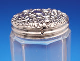 Sterling Silver and Glass Dresser Jar with Flowers on Lid 1 3/8" x 7" (#9153)