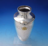 Japanese .950 Silver Vase with Gold Flower Engraved Leaves 9 3/4" Tall (#5583)