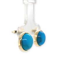 14k Gold 6.86 Carat TW Ithaca Peak Blue Genuine Turquoise Stud Earrings (#J7138)