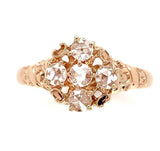 Victorian 10k Rose Gold Ring w/Rose Cut Genuine Natural Diamonds Size 7 (#J6603)