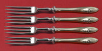 Sculptured Rose by Towle Sterling Silver Fruit Fork Set 4-Piece Custom Made 6"