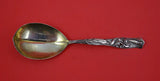 Flora by Shiebler Sterling Silver Berry Spoon pointed w/ garden lily  8 1/2"