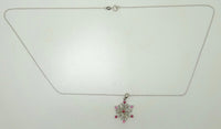 14k Gold Pink Genuine Natural Sapphire Snowflake Pendant (#J229)