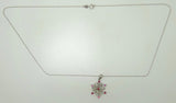 14k Gold Pink Genuine Natural Sapphire Snowflake Pendant (#J229)