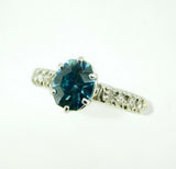 14k White Gold 2.88ct Blue Genuine Natural Zircon and Diamond Ring (#J5004)