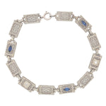 10k White Gold Art Deco Diamond Filigree Bracelet w/ Paste Stones 7.25" (#J6882)