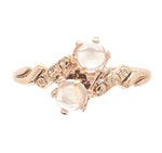 10k Rose Gold Two-Stone Genuine Natural Victorian Moonstone Ring (#J6927)