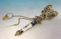 Silverplated Bronze Tussie Mussie Posey Posy Holder w/ Porcelain Handle (#J1251)