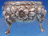 Repousse by Kirk Sterling Silver Open Salt Pepper Shaker & Spoon Set 3-pcs #8365