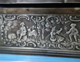 Danish .833 Silver Box with Repoussed Street and Pastoral Scenes (#5375)