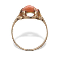 10k Yellow Gold Genuine Natural Coral Cameo Ring Size 6 Jewelry (#J7062)