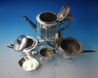 Crosby Morse and Foss Sterling Silver Tea Set 5pc Bright-Cut w/Pineapple (#5440)