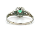18k White Gold Deco Filigree .21ct Genuine Natural Emerald Ring (#J6332)