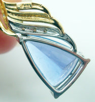 14k Gold 3.47ct Trillion Genuine Natural Tanzanite Pendant with Diamonds (#J718)