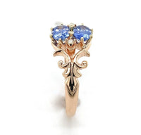 10k Rose Gold Victorian Sapphire and Seed Pearl Ring Size 8 Jewelry (#J6559)