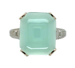 20k White Gold 4.05 Carat Genuine Natural Aquaprase Ring Size 4.5 (#J7214)