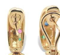 14k Yellow Gold Half Hoop Earrings w/Diamonds Sapphires Rubies Emeralds (#J7226)