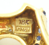 Fine 18k Yellow Gold Italian Genuine Natural Sapphire Diamond Circle Pin #J2390